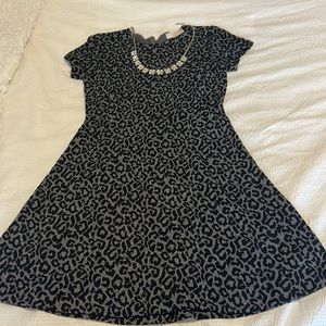 LOFT black and grey animal print dress